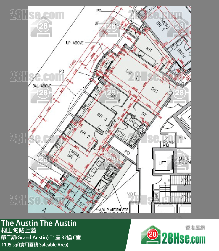 The Austin 第二期(Grand Austin)T1座32楼 C室 平面图