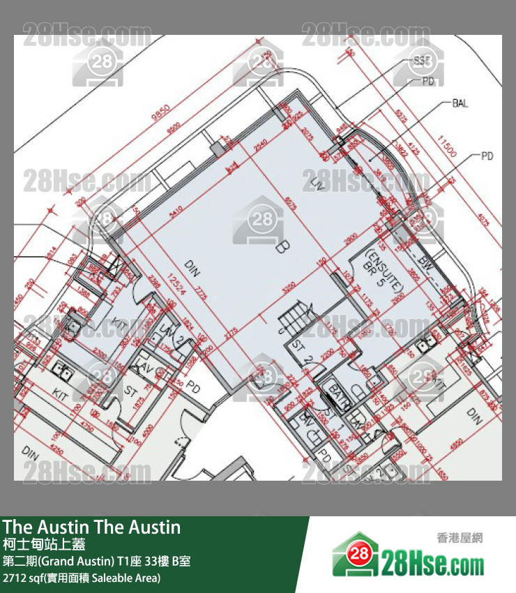 The Austin 第二期(Grand Austin) T1座 33楼 B室 平面图