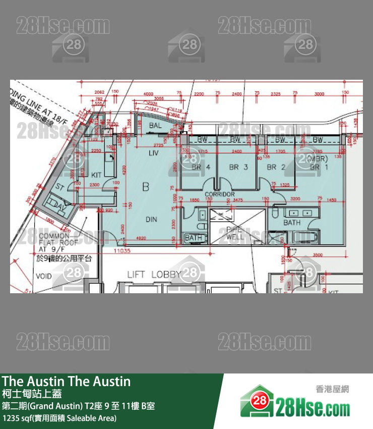The Austin 第二期(Grand Austin)T2座10樓 B室 平面圖