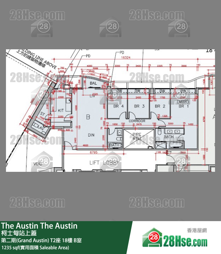 The Austin 第二期(Grand Austin)T2座18樓 B室 平面圖