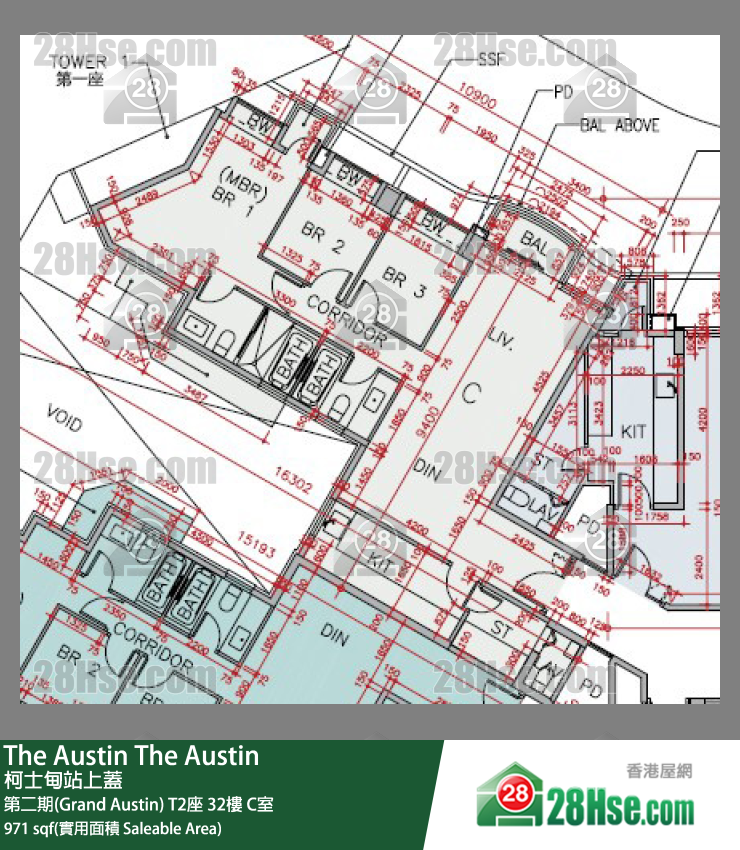 The Austin 第二期(Grand Austin)T2座32樓 C室 平面圖