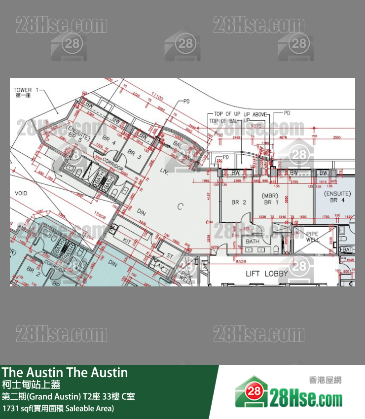 The Austin 第二期(Grand Austin) T2座 33樓 C室 平面圖