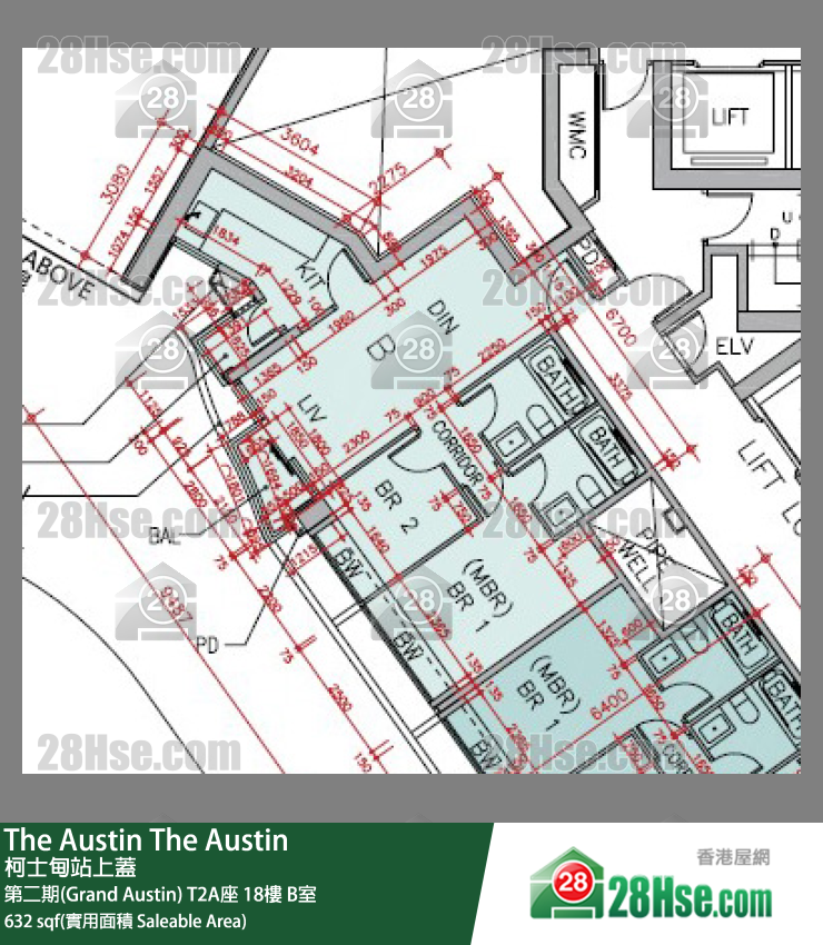 The Austin 第二期(Grand Austin)T2A座18樓 B室 平面圖