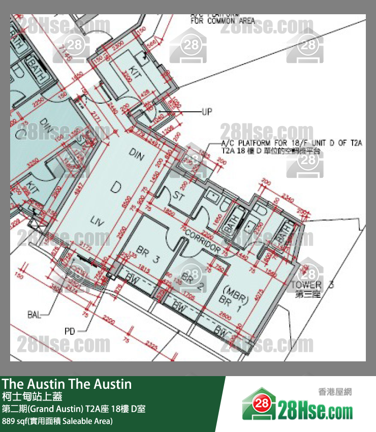The Austin 第二期(Grand Austin)T2A座18樓 D室 平面圖