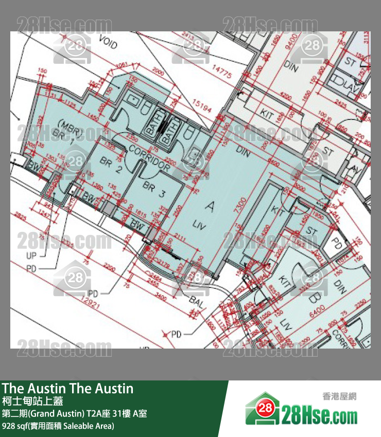 The Austin 第二期(Grand Austin)T2A座31樓 A室 平面圖