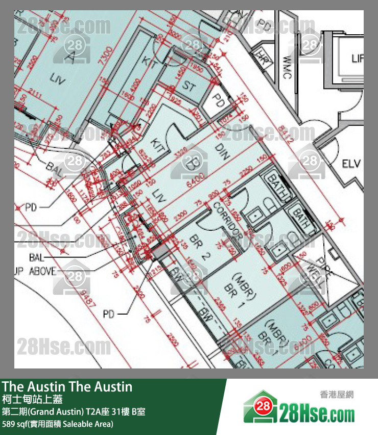 The Austin 第二期(Grand Austin)T2A座31樓 B室 平面圖