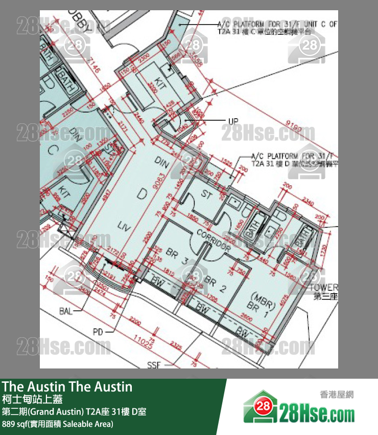 The Austin 第二期(Grand Austin)T2A座31樓 D室 平面圖