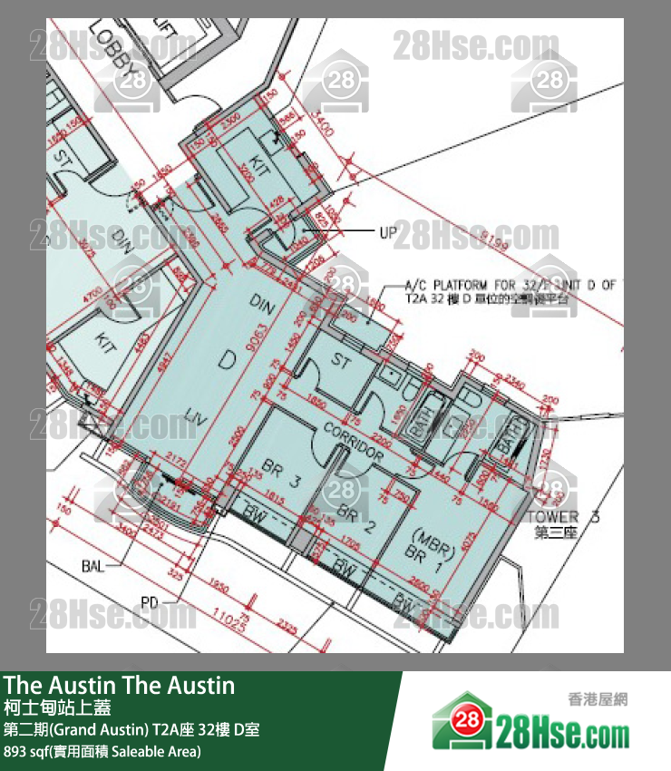 The Austin 第二期(Grand Austin)T2A座32楼 D室 平面图