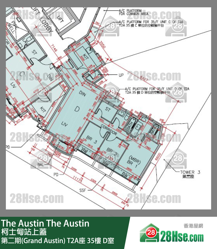The Austin 第二期(Grand Austin)T2A座35樓 D室 平面圖