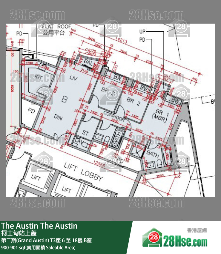 The Austin 第二期(Grand Austin)T3座10楼 B室 平面图