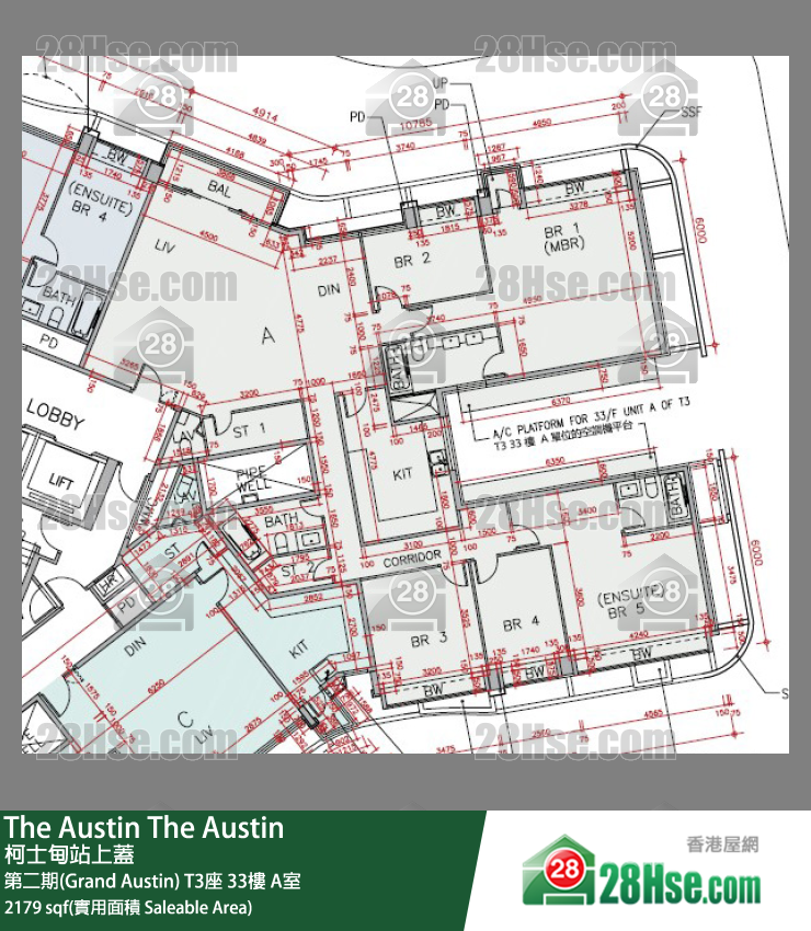 The Austin 第二期(Grand Austin)T3座33楼 A室 平面图