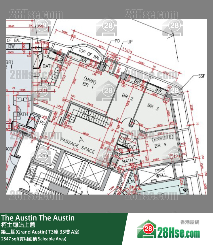 The Austin 第二期(Grand Austin)T3座35楼 A室 平面图