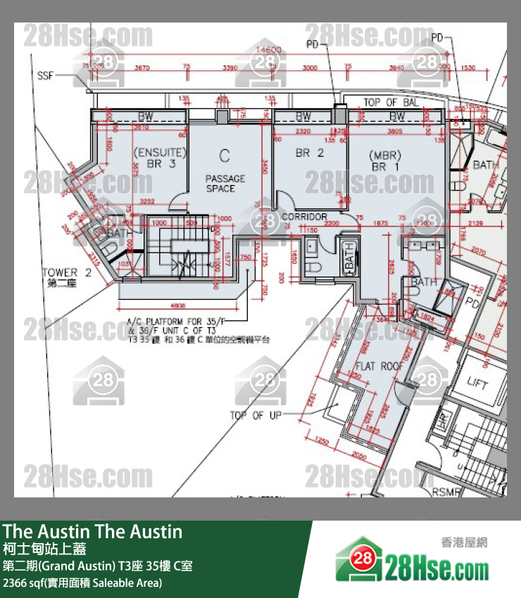 The Austin 第二期(Grand Austin)T3座35楼 C室 平面图