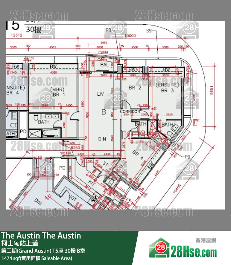 The Austin 第二期(Grand Austin)T5座30楼 B室 平面图