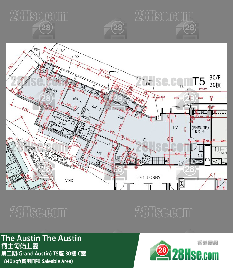 The Austin 第二期(Grand Austin)T5座30楼 C室 平面图
