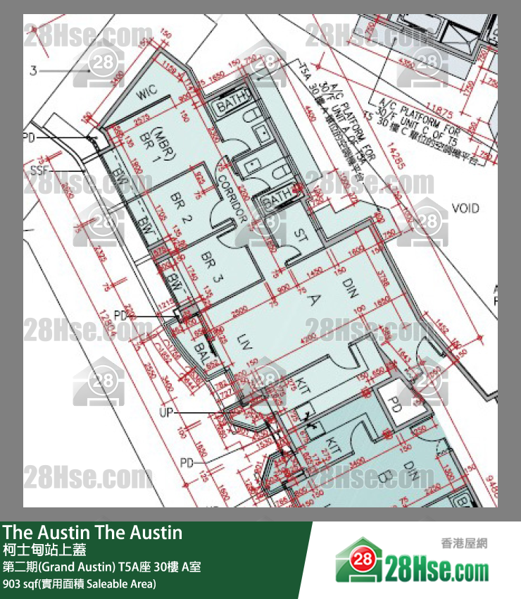 The Austin 第二期(Grand Austin)T5A座30楼 A室 平面图