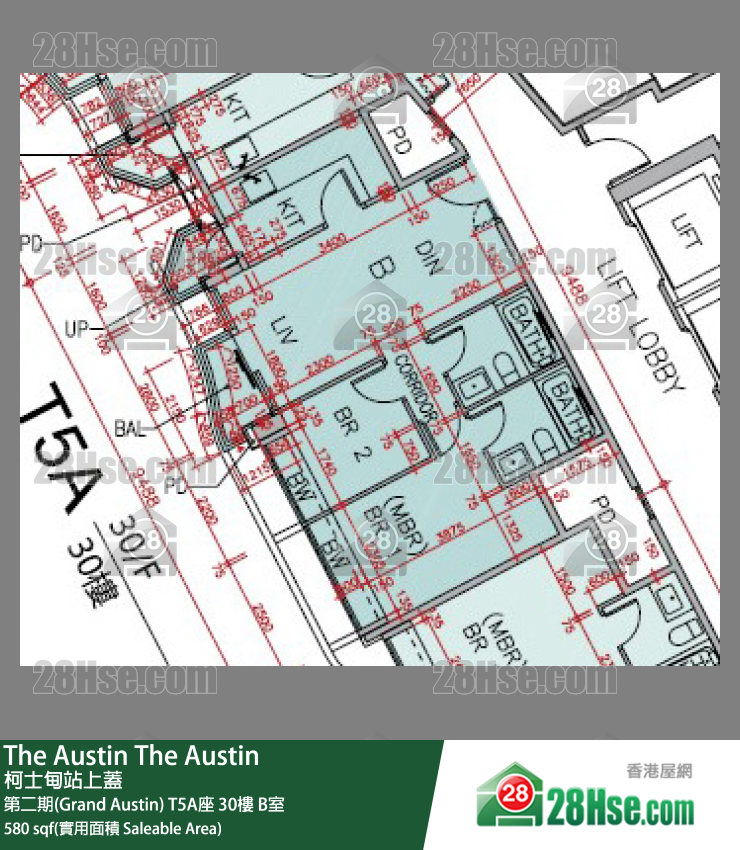 The Austin 第二期(Grand Austin) T5A座 30樓 B室 平面圖