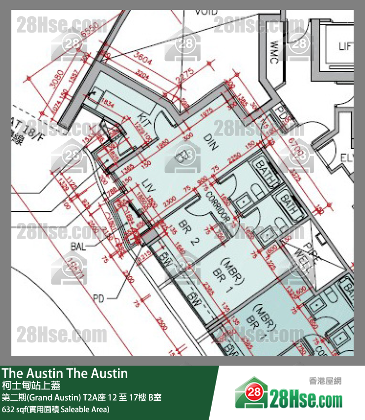 The Austin 第二期(Grand Austin)T2A座17樓 B室 平面圖