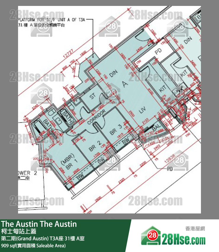 The Austin 第二期(Grand Austin) T3A座 31樓 A室 平面圖