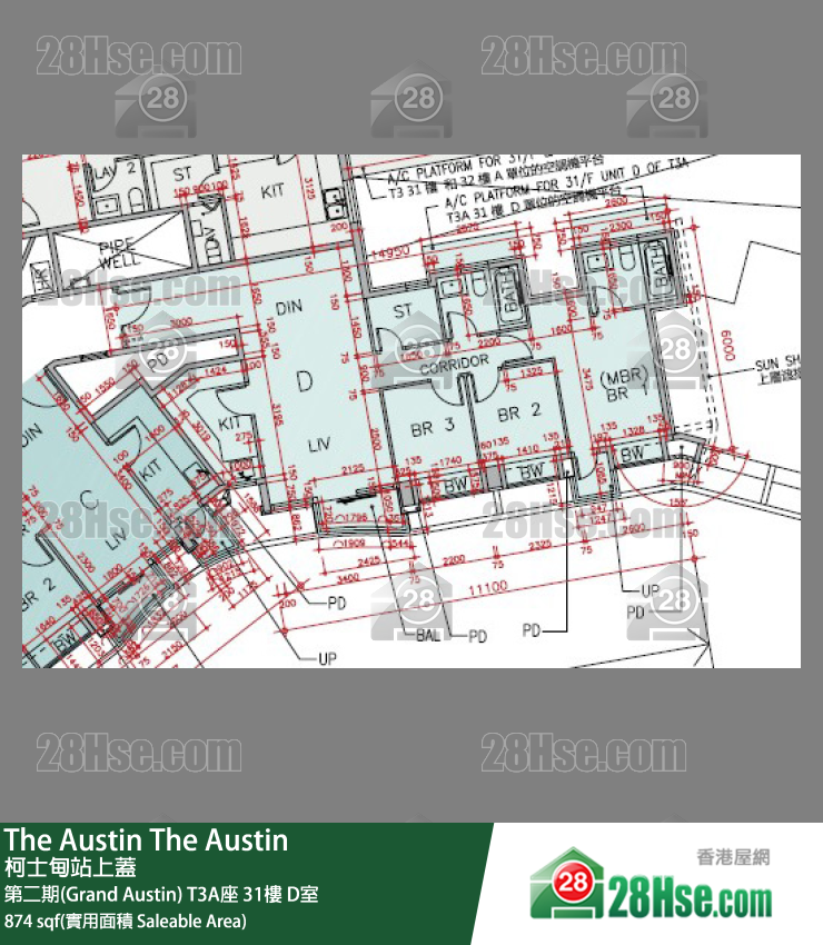 The Austin 第二期(Grand Austin)T3A座31樓 D室 平面圖