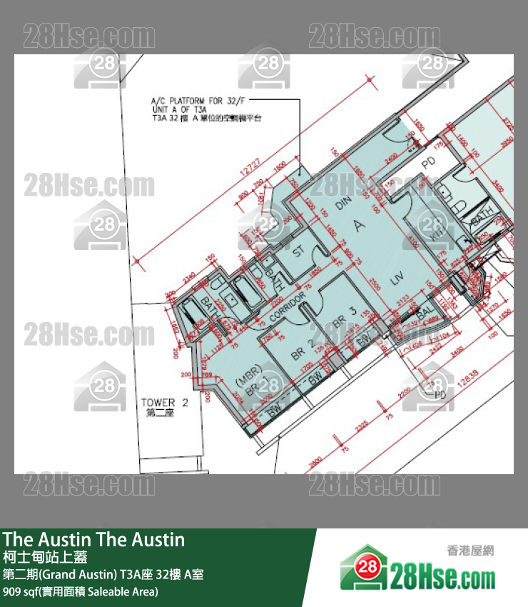 The Austin 第二期(Grand Austin)T3A座32樓 A室 平面圖