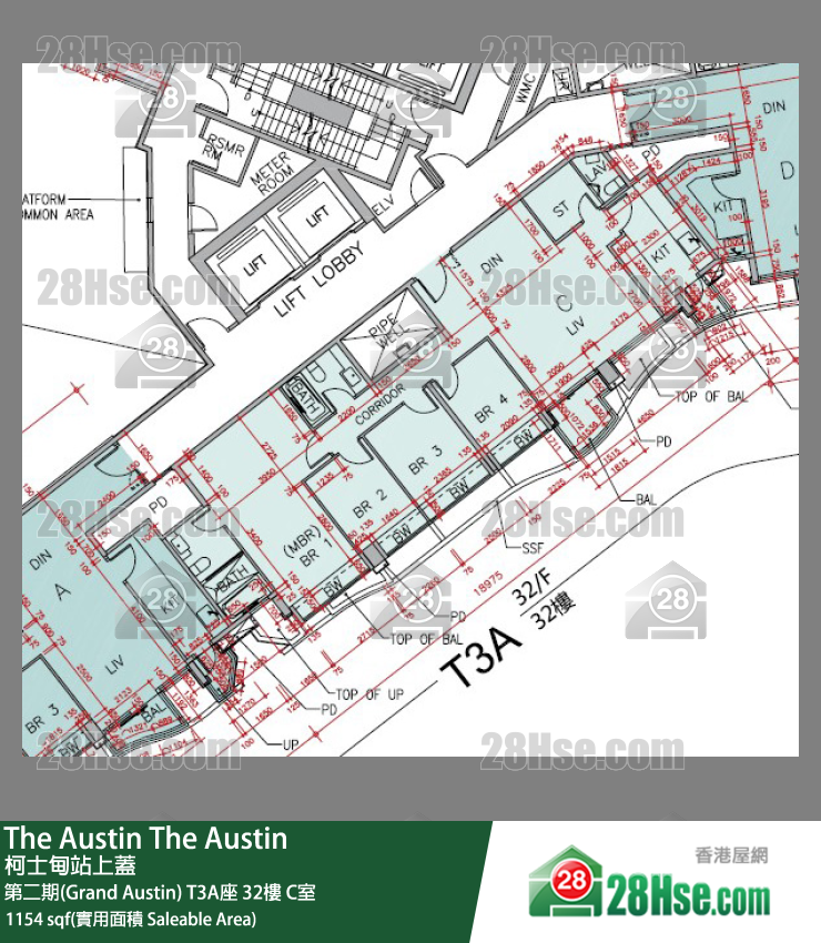 The Austin 第二期(Grand Austin)T3A座32樓 C室 平面圖
