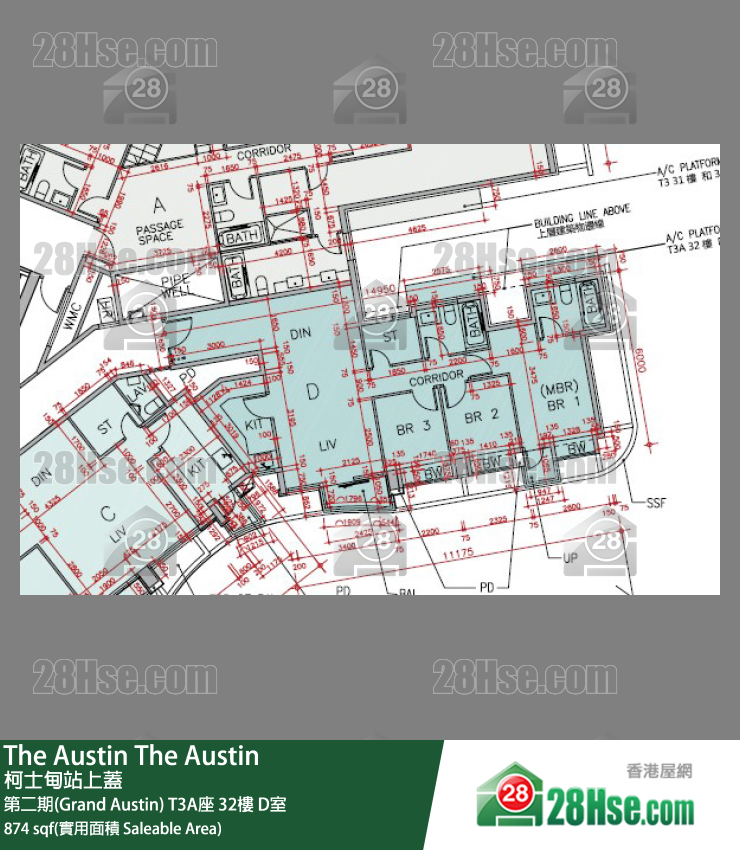 The Austin 第二期(Grand Austin) T3A座 32樓 D室 平面圖