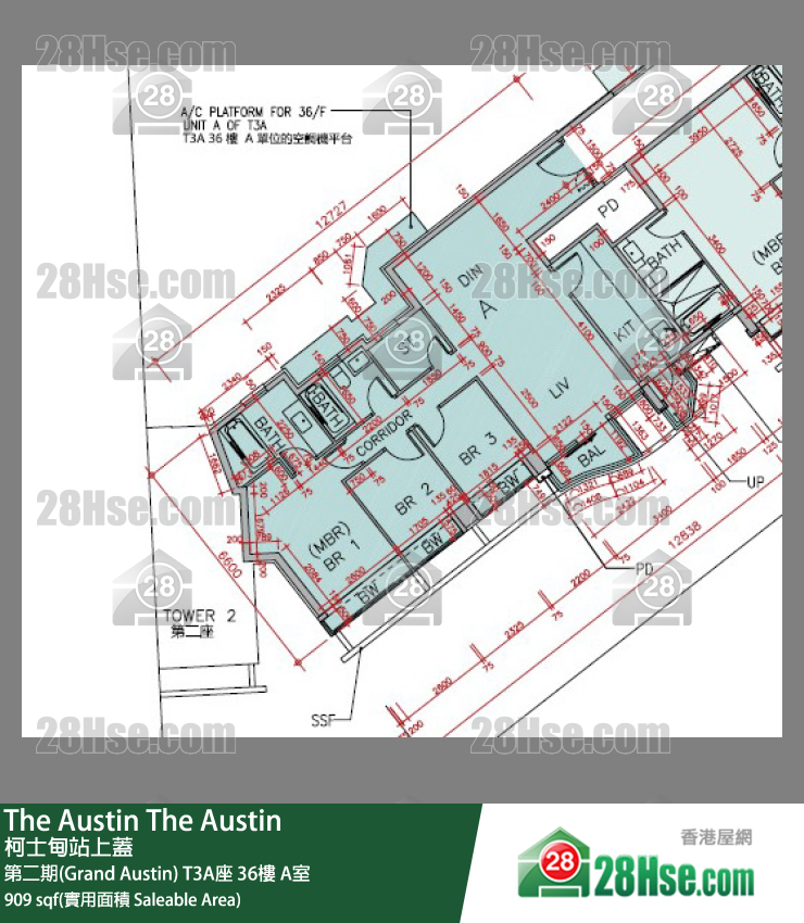 The Austin 第二期(Grand Austin)T3A座36樓 A室 平面圖