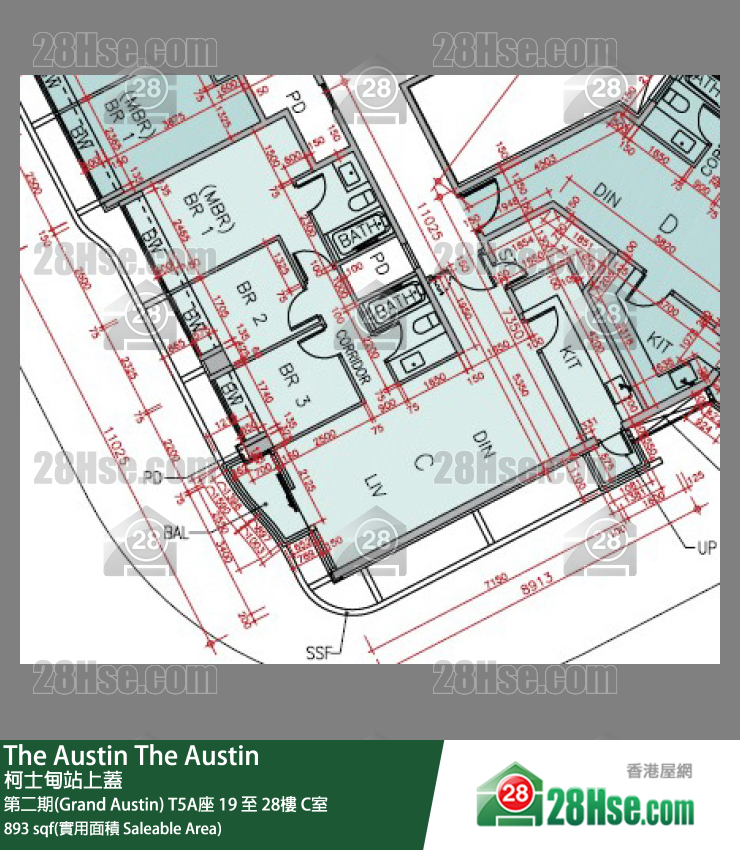 The Austin 第二期(Grand Austin)T5A座19樓 C室 平面圖