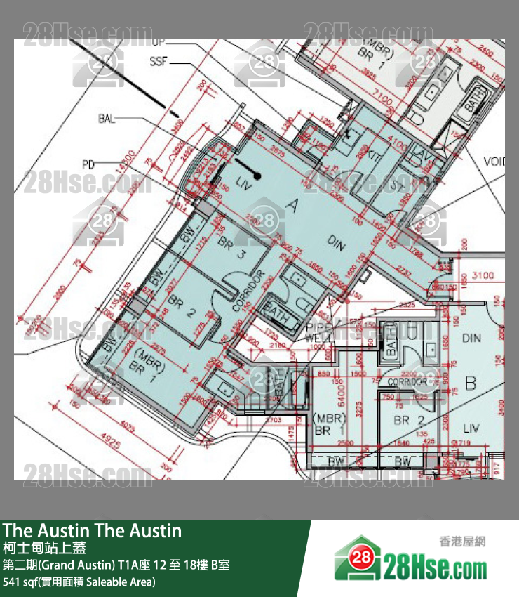 The Austin 单位平面图(由 28Hse 提供)