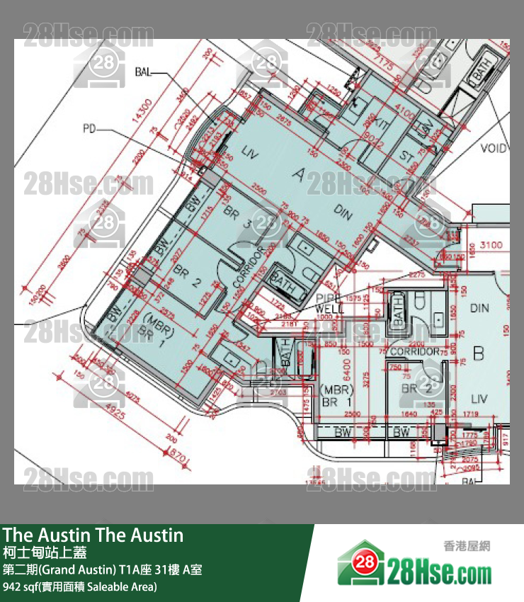 The Austin 第二期(Grand Austin)T1A座31樓 A室 平面圖