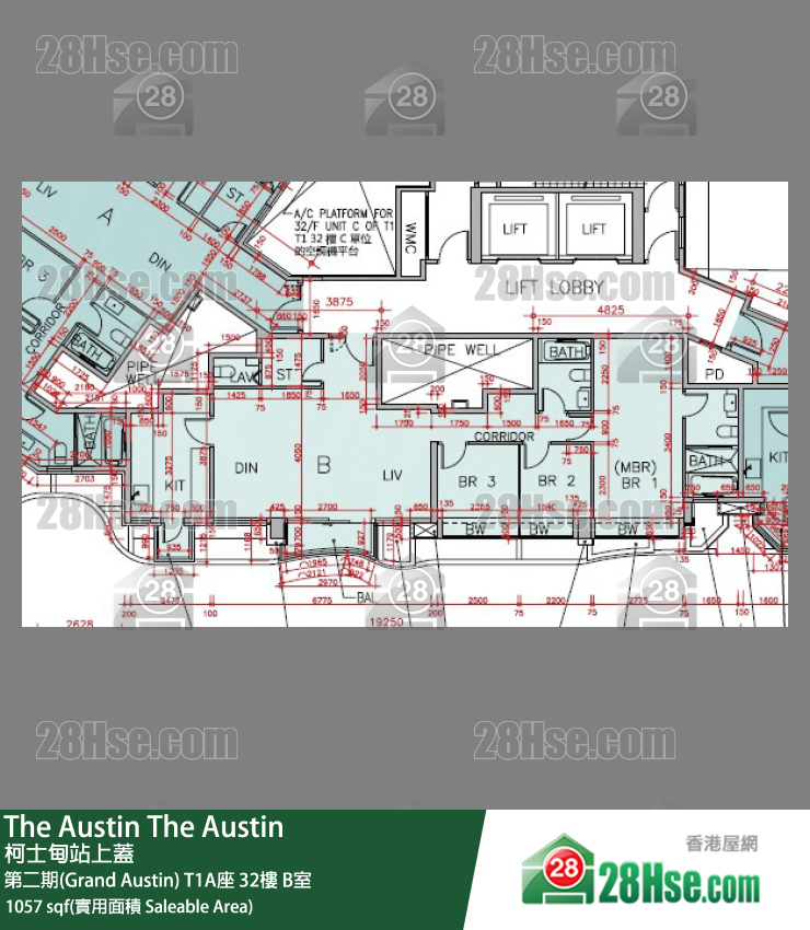 The Austin 第二期(Grand Austin)T1A座32樓 B室 平面圖