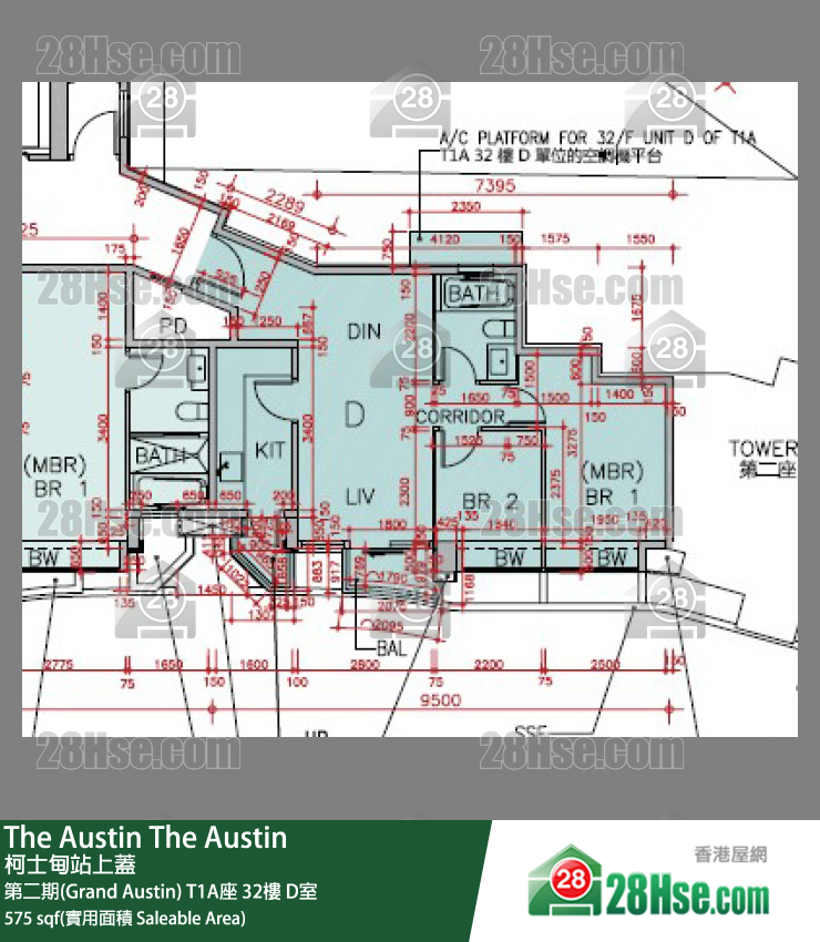 The Austin 第二期(Grand Austin)T1A座32樓 D室 平面圖