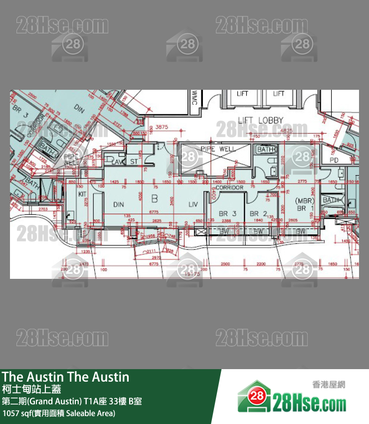 The Austin 第二期(Grand Austin)T1A座33樓 B室 平面圖
