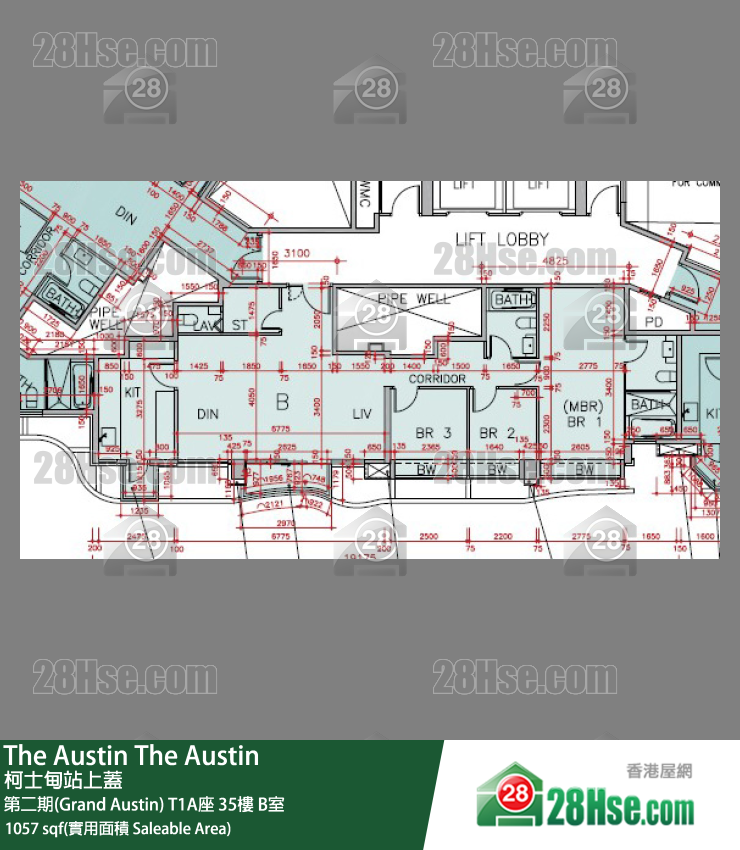 The Austin 第二期(Grand Austin)T1A座35樓 B室 平面圖