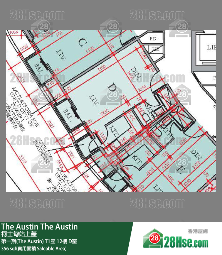 The Austin 第一期(The Austin)T1座12樓 D室 平面圖