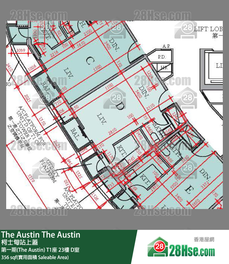 The Austin 單位平面圖(由 28Hse 提供)