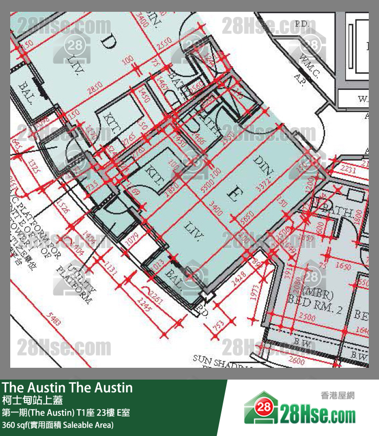 The Austin 第一期(The Austin)T1座23樓 E室 平面圖