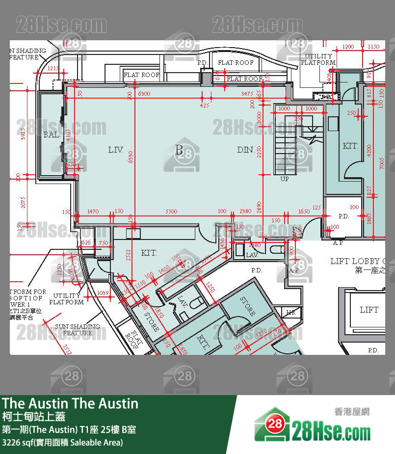 The Austin 第一期(The Austin)T1座25樓 B室 平面圖