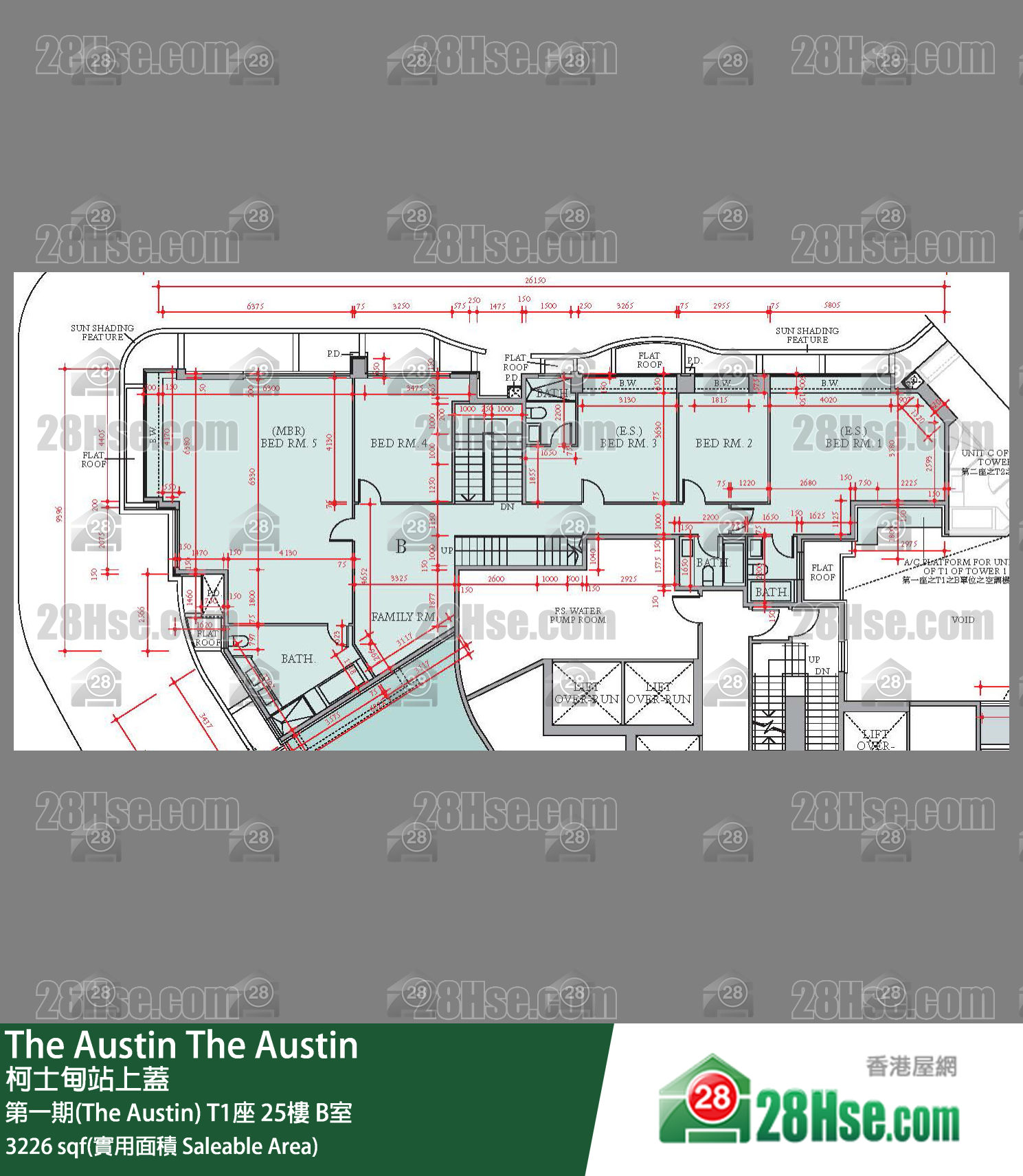 The Austin 第一期(The Austin)T1座25樓 B室 平面圖