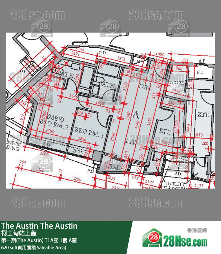 The Austin 第一期(The Austin) T1A座 1楼 A室 平面图