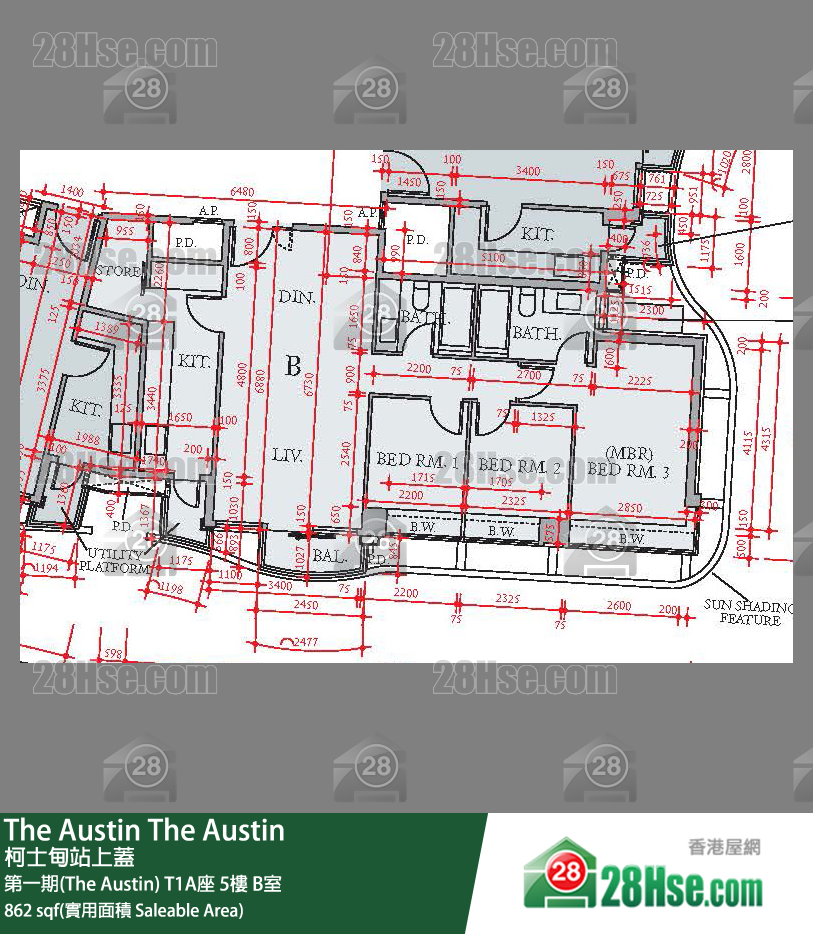 The Austin 第一期(The Austin)T1A座5楼 B室 平面图