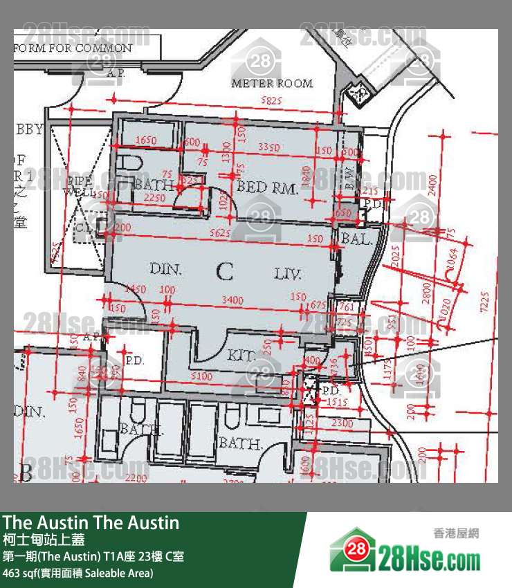 The Austin 第一期(The Austin)T1A座23楼 C室 平面图