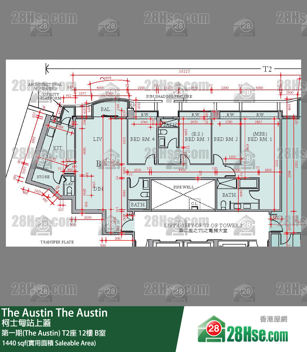 The Austin 第一期(The Austin)T2座12楼 B室 平面图