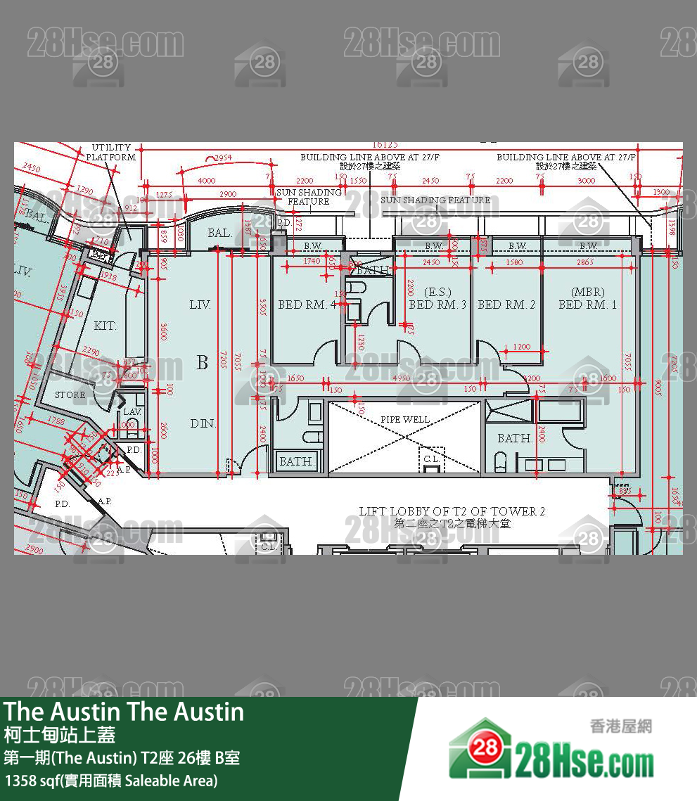 The Austin 第一期(The Austin)T2座26楼 B室 平面图