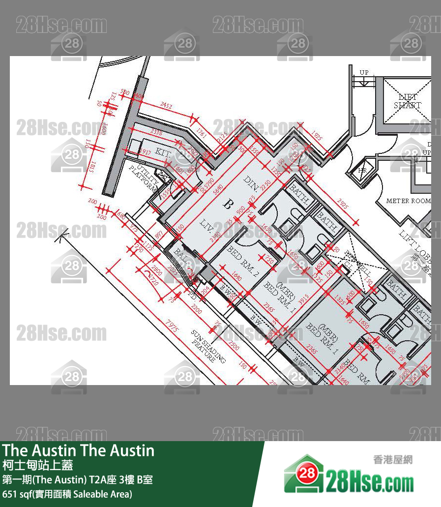 The Austin 第一期(The Austin)T2A座3楼 B室 平面图