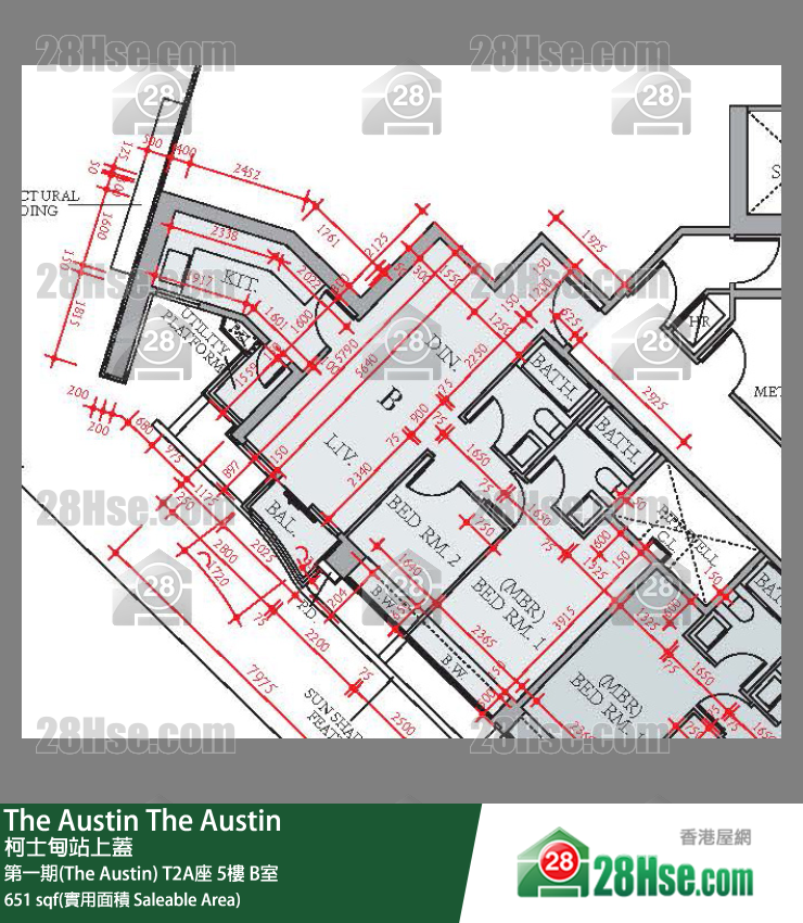 The Austin 第一期(The Austin)T2A座5楼 B室 平面图