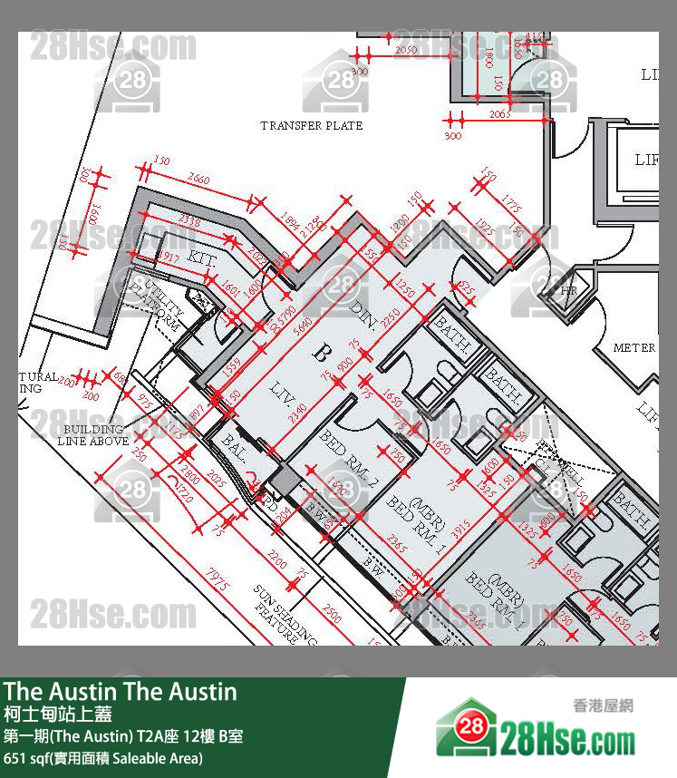 The Austin 第一期(The Austin)T2A座12楼 B室 平面图