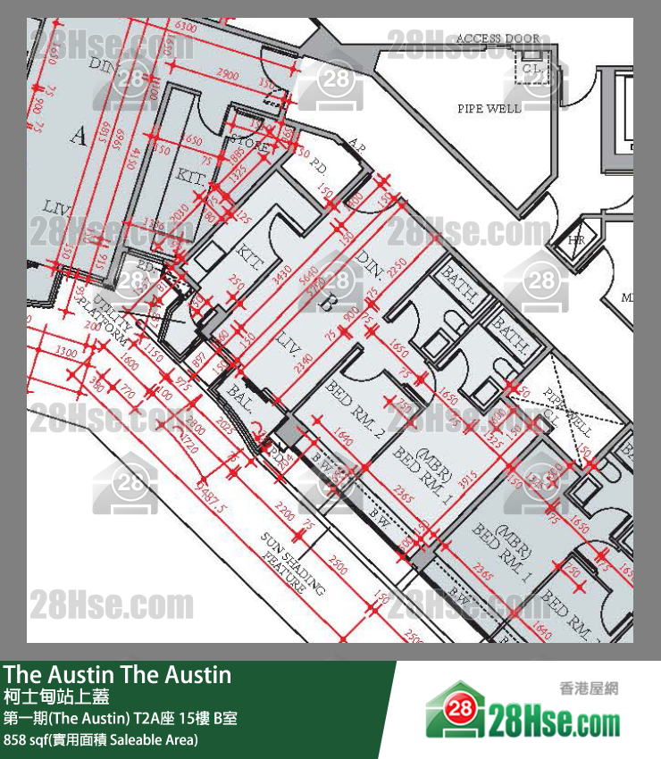 The Austin 第一期(The Austin)T2A座15楼 B室 平面图