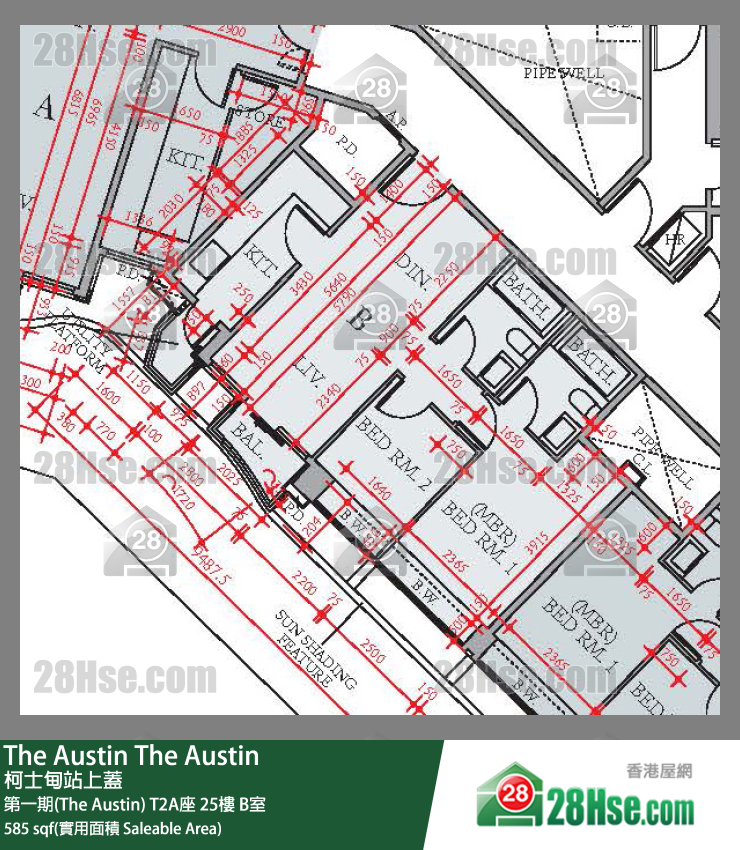 The Austin 第一期(The Austin)T2A座25楼 B室 平面图